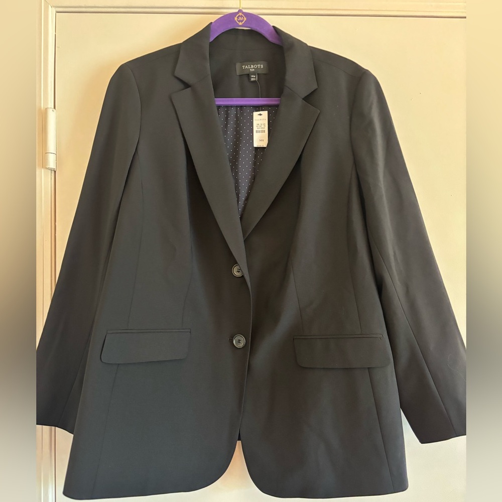 NWT Talbots black seasonless wool two-button blazer